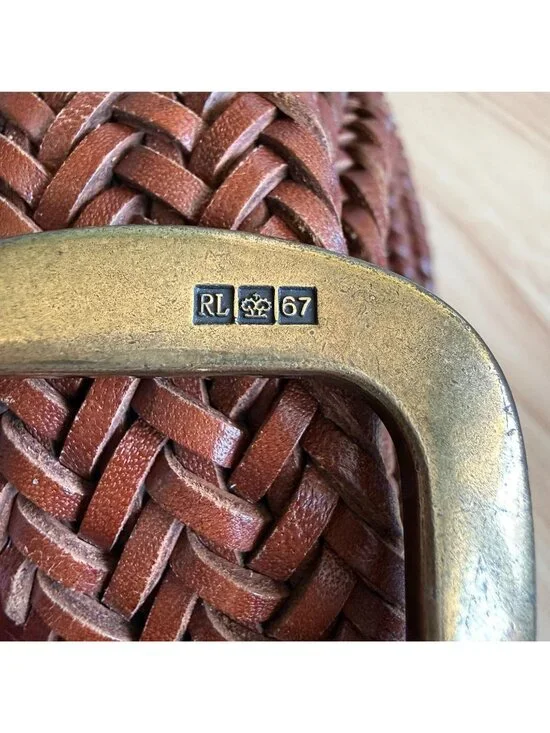 Polo Ralph Lauren Womens Braided Leather Belt With Brass Buckle Size 32 - Picture 3 of 16